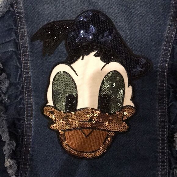 Monnalisa girls Donald Duck sequin/denim jacket, size 9! - Picture 3 of 9